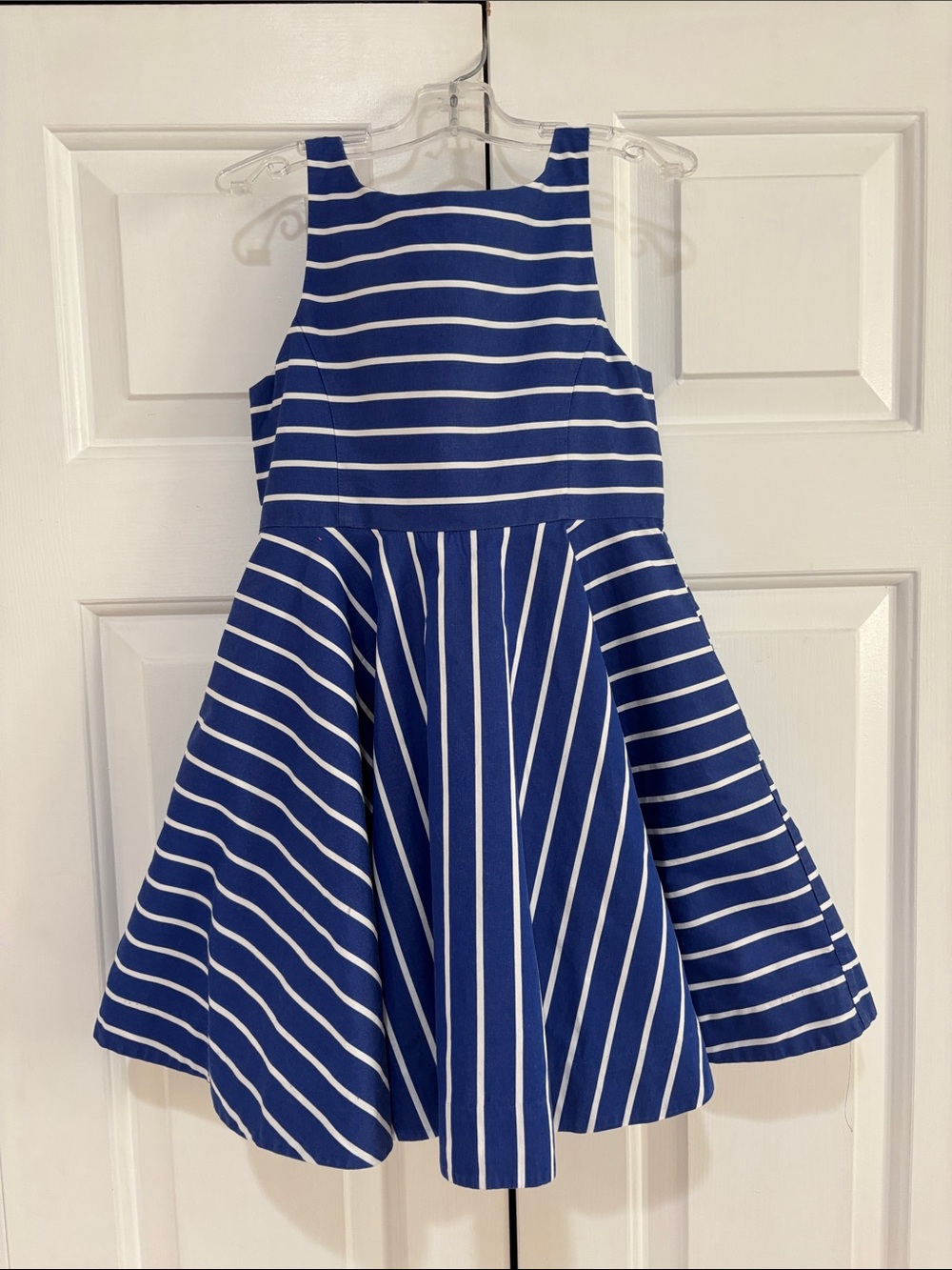 Polo Ralph Lauren Blue and White Striped Girls' Fit & Flare Dress Size 5